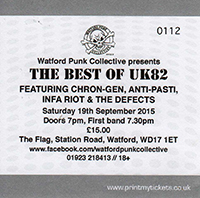 Infa Riot - The Best of UK82, The Flag, Watford 19.9.15